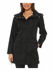 Jones New York Women's Hooded Snap Collar Water Resistant Raincoat Black