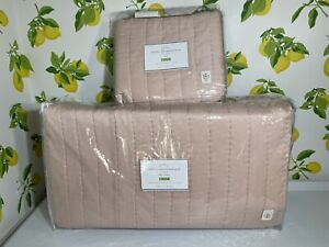Potter Barn Tencel Silk Channel King Size Pink Quilt & King Sham New In Package