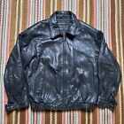 Vintage Perry Ellis Portfolio Zip Lined Black Leather Soft Jacket Size Medium