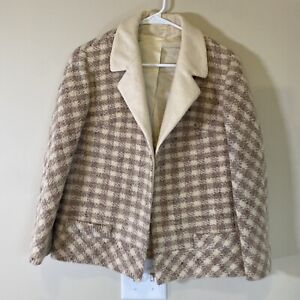 Vintage 60s Colette Modes Dublin Donegal Tweed Checker Wool Blazer Jacket Small