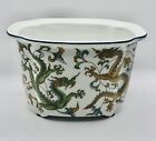 Andrea By Sadek Porcelain 5 Toed Dragons 4”x 6.5” Gold Blue Green Bowl Planter