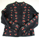 Vintage Talbots 100% Wool Cardigan Sweater Size S Embroidered Flowers Buttons