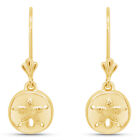 Sand Dollar Charm Dangle Earrings 14K Yellow Gold Plated Genuine Sterling Silver