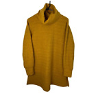 Turtleneck Sweater Dress Womens Medium Mustard Yellow Cozy Knit Dressy Top