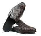 Handmade Brown Woven Chitai Mat Leather Slippers, Stylish Mules Shoes for Men's