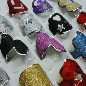 50Pcs Wholesale Lots Fashion Unisex  Multicolor Frosted Mix Rings Jewelry