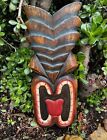 Hawaiian style Hand carved wooden tiki wall hanging-25x10 inches