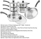 Cooking Pots Set Stainless Steel Ultra Thick, 4 Layers, Glass Lid, Mirror Finish
