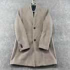 H&M Overcoat Mens 38R Brown Wool Blend Long Formal Business Casual Tweed Thick
