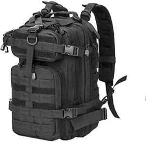 Tactical Backpack 26L Large Rucksack 3 Day Outdoor Military bag (Black)