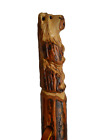 Bear Carved Hardwood Walking Stick, Hand Carved Staff,  Made in the USA, Custom