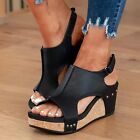Womens Open Toe Wedge Sandals Ankle Strap Casual Closure Comfortable Shoes