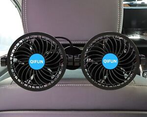 QIFUN Car Fan, Cool Gadgets 12v Fan for Rear Seat Passenger Portable 4'' Head...