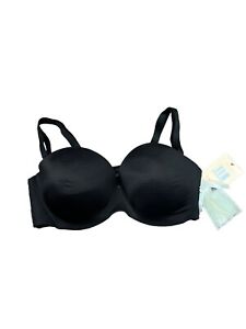 Cacique Bra 6 T-Shirt push up bra size 44D with extenders Black New