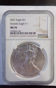 2021 $1 Type 1 American Silver Eagle NGC MS70 Brown Label