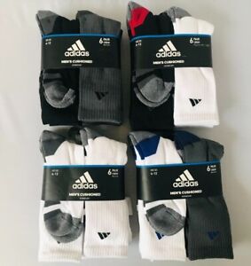 Adidas Men’s Cushioned AEROREADY Crew Socks 6-Pack SHOE SIZE 6-12
