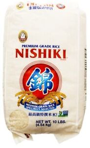 Nishiki Premium Grade Sushi Rice White Medium Grain Rice 10 lbs (Pack of 1)