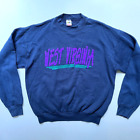 Vtg 90s West Virginia Sweatshirt Mens L Crewneck 1992 Birdlegs Navy Purple Teal