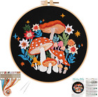 Mushroom Embroidery Kits for Beginners with Art Night Pattern,Adults Starter Cro