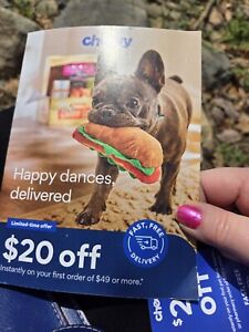 Chewy $20 Off Coupon Code 1st Order Of $49 or More Exp. 06/30/2024 Fast Code 2 U