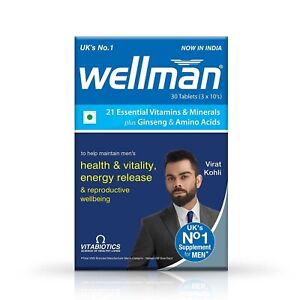 wellman 30 Tablets For Men With 21 Nutrients|Vitamin C|L-Arginine|Calcium|Zinc
