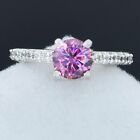 Certified Pink Diamond Solitaire Ring-925 Silver-Amazing Luster. VIDEO