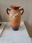 Roseville Pottery Freesia Brown Ceramic Vase 128-15