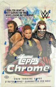 2020 TOPPS CHROME WWE FACTORY SEALED HOBBY BOX WITH 2 AUTO