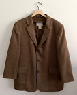 LL Bean Jacket Mens Large Brown Blazer Wool Herringbone Tweed Thinsulate Lined