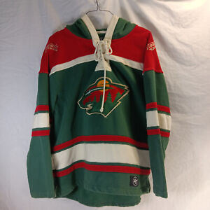 Minnesota Wild NHL '47 Brand Laced Hoodie Old Time Jersey Men Large