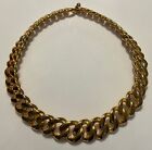 Vintage Signed Anne Klein Chunky Gold Tone Chain Collar Necklace Choker