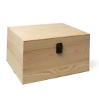 (1-Pack) 10.8x7x8x5.7-Inch Large Unfinished Wooden Box with Hinged Lid & Fron...