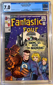 Fantastic Four #45 (( CGC 7.0 )) WHITE pages 12/1965 1st App. Inhumans KIRBY