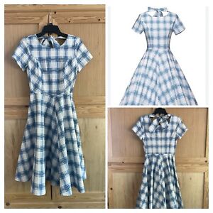 Gown Town Vintage Style Retro Rockabilly Pinup Modest Tie Short Sleeve Dress