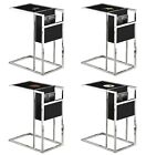 End Table NFL Team Logo on Glass Top of Black and Chrome TV Tray Magazine Rack