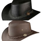 Real Distressed Leather Cowboy Hat Western Aussie Style Hat Rixom Leather