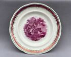 Rare Early Soft Paste Mulberry Transfer Plate 'Highwayman' - Pink Luster
