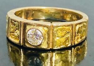 22K AK Nugget .25 ct Diamond Wedding Ring Band 14K GOLD 5.645 Grams Size 6-
