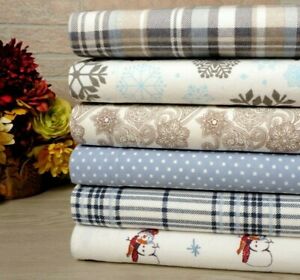 Bibb Home 100% Cotton Printed Flannel Sheet Set - Cozy Soft Deep Pocket Sheets