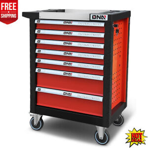 Rolling Tool Cart Cabinet Chest Lockable Drawers Heavy Duty Workshops Garage Red