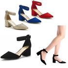 DREAM PAIRS Women Low Chunky Heel Pump Shoes Pointed Toe Wedding Dress Shoes