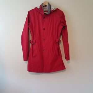 REI Co-op Kyoto Trench Rain Coat Red Windbreaker Womens Small Remove Hood 892150