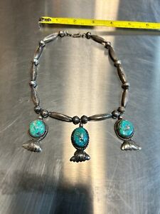 Benally Navajo Turquoise Silver Necklace 33g