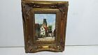 Ornate Framed,Hand Painted, Oil Painting 5x7 Inch, cityscape, Town, Old World