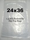 5 EXTRA LARGE 24x36 / 1.5 Mil Reclosable Plastic Clear Zip-Top Storage Bags