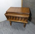 Vintage Rustic Country Colonial Maple Wood Dough Box End Table w Magazine Rack