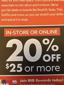 Big Lots! 20% Off Coupon For $25 Or More