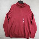 Club Room Chunky-Cable Knit Sweater Men's L Garnet Stone Turtleneck Pullover L/S