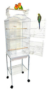 Open Play Top Canary Parakeet Cockatiel LoveBird Finch Bird Cage Rolling Stand