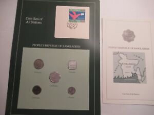Coins of All Nations Series Bangladesh 5 Coin Unc. Set 1994 1st Day Stamp